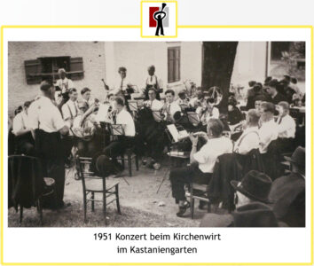 1951 Musikkapelle Puch: Konzert im Garten des Gasthof Hotel Kirchenwirt in Puch bei Hallein