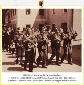 1951 Musikkapelle Puch Hochzeitszug im Dorf